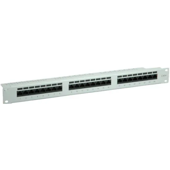 Value 19 patch panel, UTP, Cat. 6, 24 ports, gray