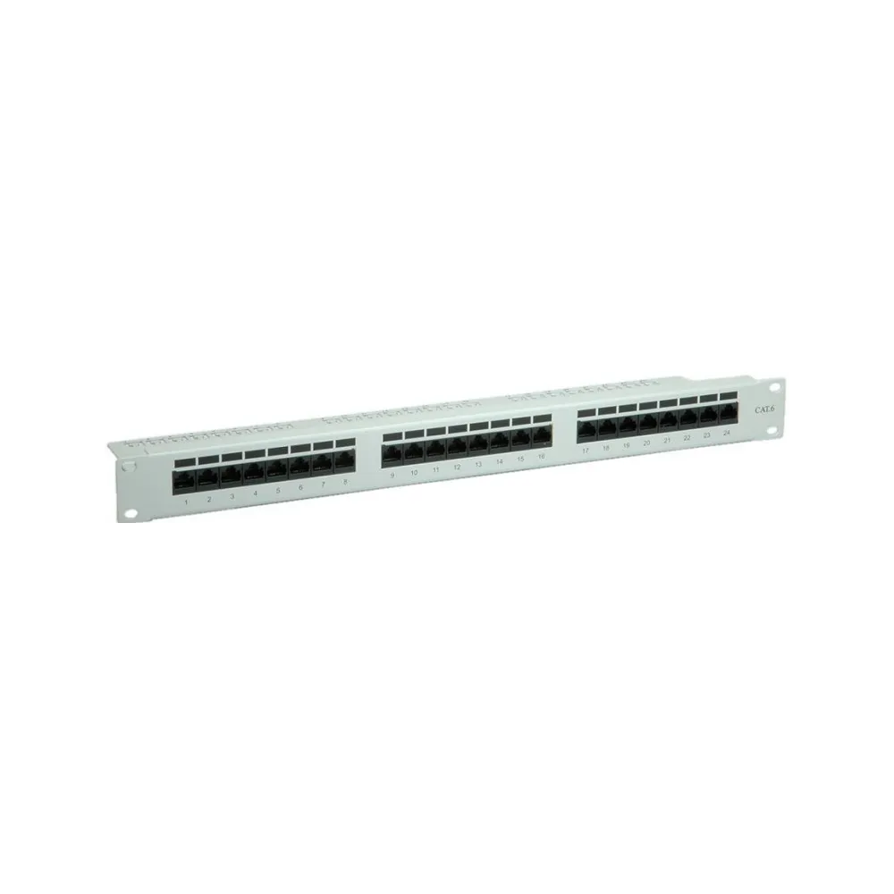 Value 19 patch panel, UTP, Cat. 6, 24 ports, gray