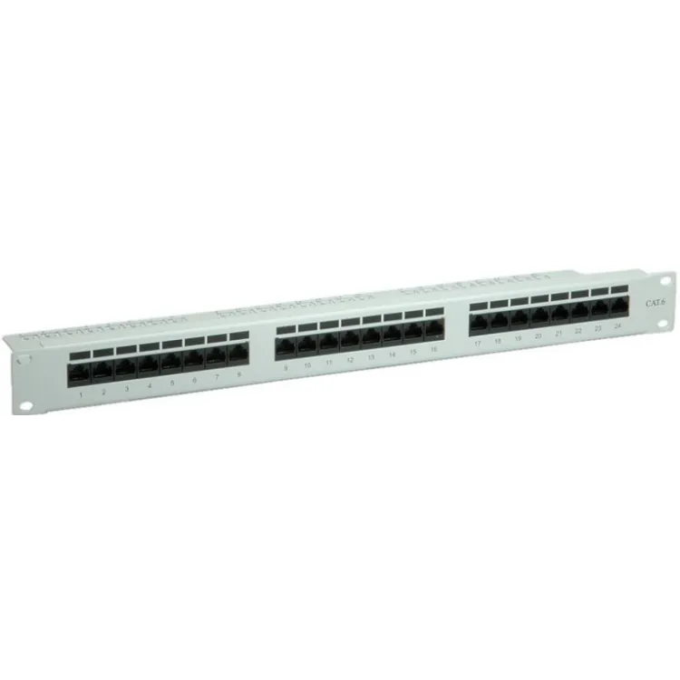 Value 19 patch panel, UTP, Cat. 6, 24 ports, gray