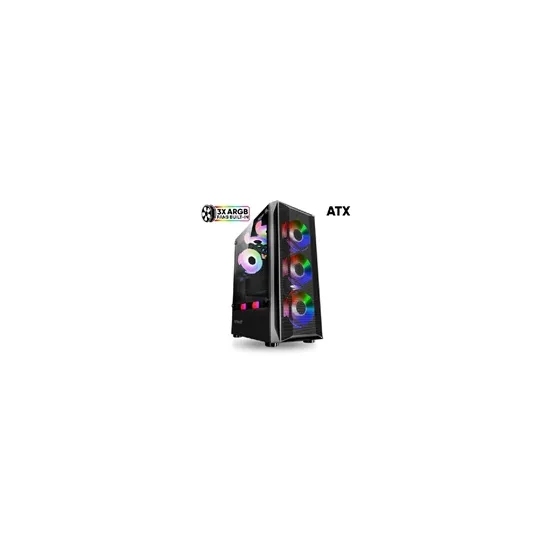 Tritron 2, Gejmersko kucsite sa integrisana 3xARGB ventilatora (12cm), w/o PSU, ATX, Cable-Management, 0.45mm + Tempered staklo,