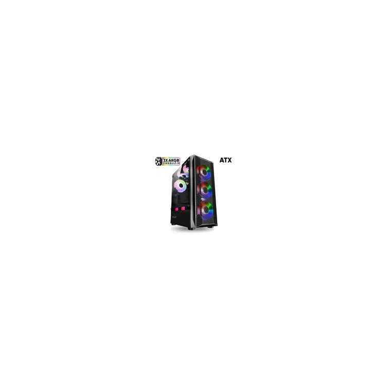 Tritron 2, Gejmersko kucsite sa integrisana 3xARGB ventilatora (12cm), w/o PSU, ATX, Cable-Management, 0.45mm + Tempered staklo,