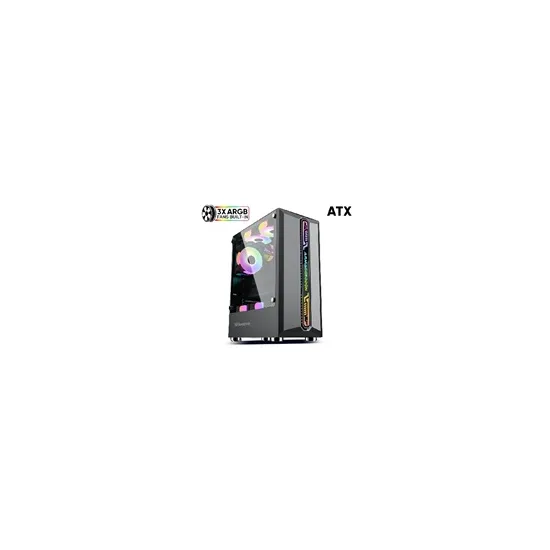 Tritron Pro 300, Gejmersko kucsite sa integrisana 3xARGB ventilatora (12cm), w/o PSU, LED traka sa prednje strane, ATX, Cable-Ma