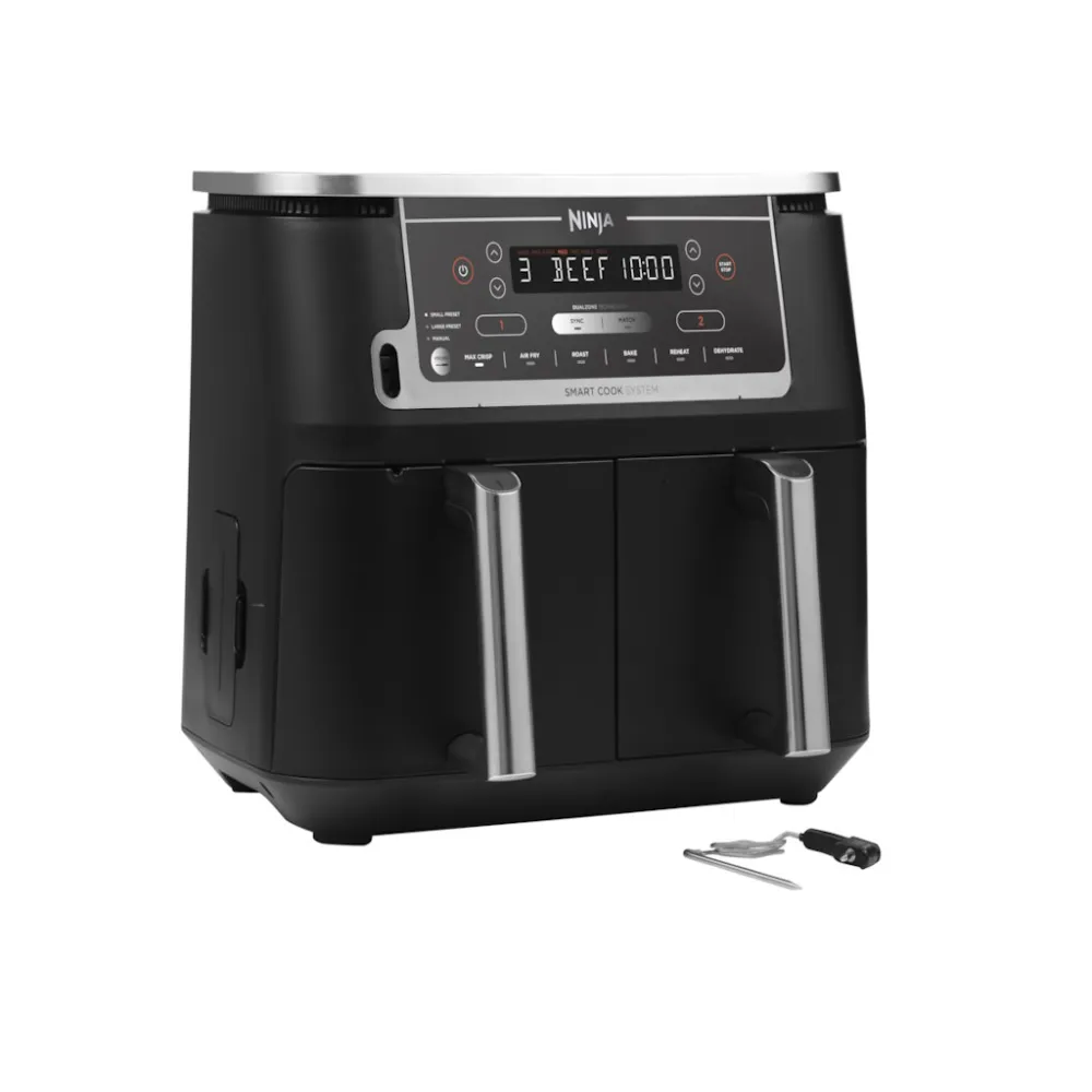 NINJA AF451EU, Airfryer, dupla korpa/ 9.5L, dozvoljeno pranje u mašini + digital termometar za hranu