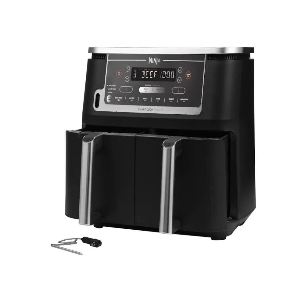 NINJA AF451EU, Airfryer, dupla korpa/ 9.5L, dozvoljeno pranje u mašini + digital termometar za hranu