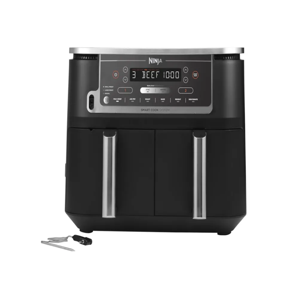NINJA AF451EU, Airfryer, dupla korpa/ 9.5L, dozvoljeno pranje u mašini + digital termometar za hranu