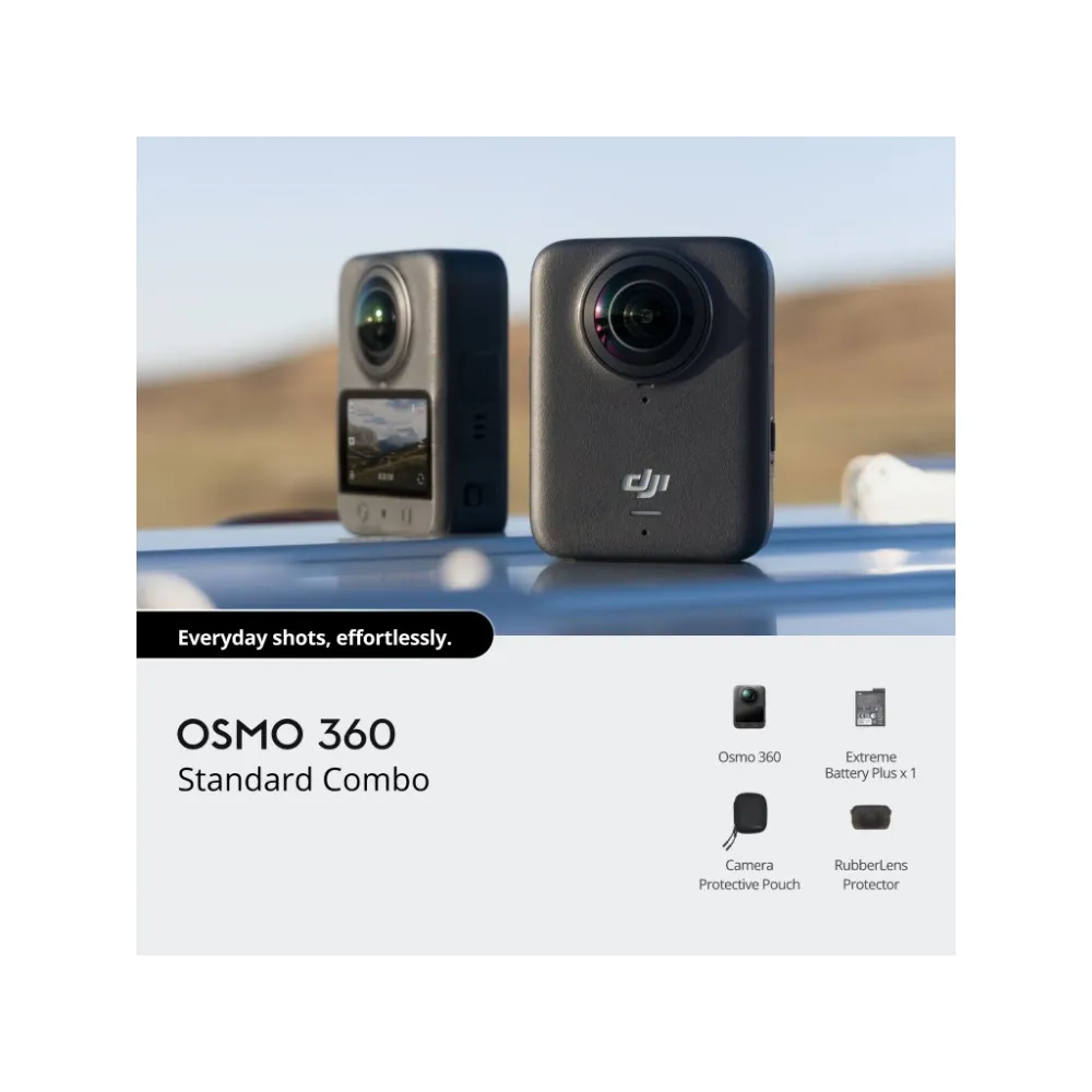 DJI Osmo 360 Standard Combo - 1 360 Imaging, 8K/30fps, 120MP 360 Photo, 105GB Built-in Storage