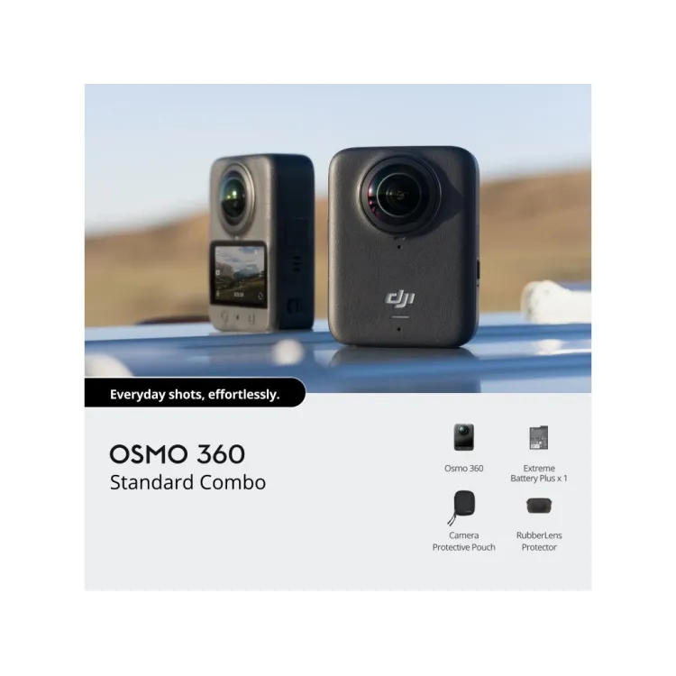 DJI Osmo 360 Standard Combo - 1 360 Imaging, 8K/30fps, 120MP 360 Photo, 105GB Built-in Storage