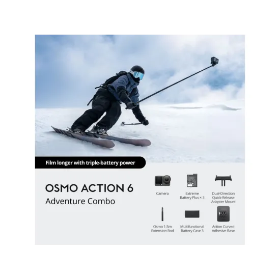 DJI Osmo Action 6 Adventure Combo 4K/120 Video, 38MP, OLED TS, 50GB Built-In Storage, 20m Waterproof