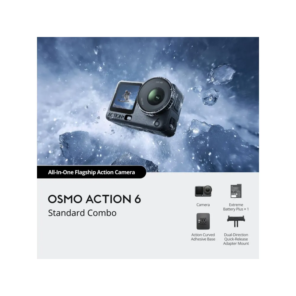 DJI Osmo Action 6 Standard Combo 4K/120 Video, 38MP, OLED TS, 50GB Built-In Storage, 20m Waterproof