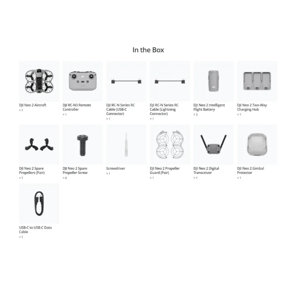 DJI NEO 2 Fly More Combo, 4K/60fps, 2.7K vertical video, 12 MP CMOS, ActiveTrack, 49GB storage,151 g