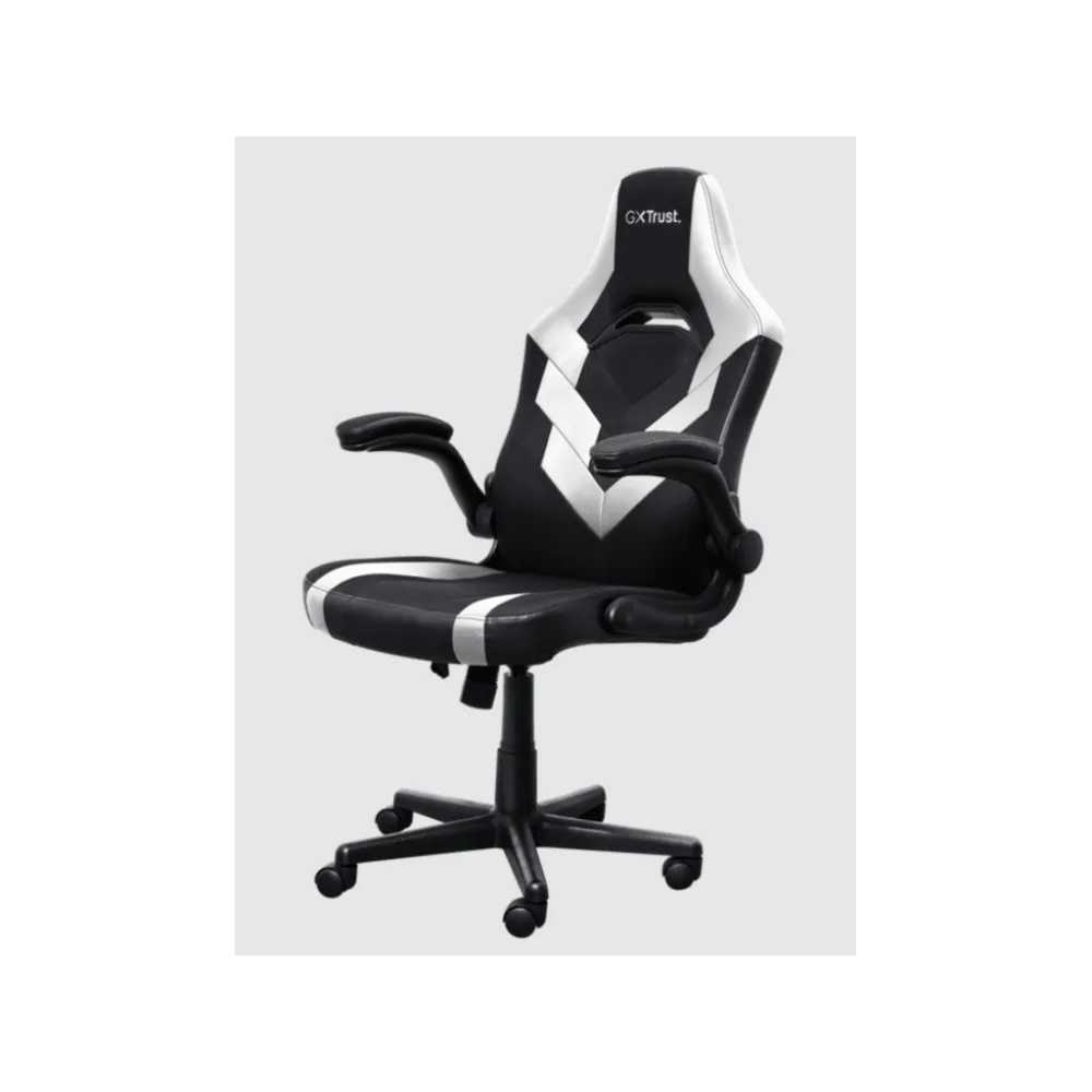 TRUST GXT 703W Riye Comfortable adjustable gaming chair,flip-up armrests, Max weight 140kg,White