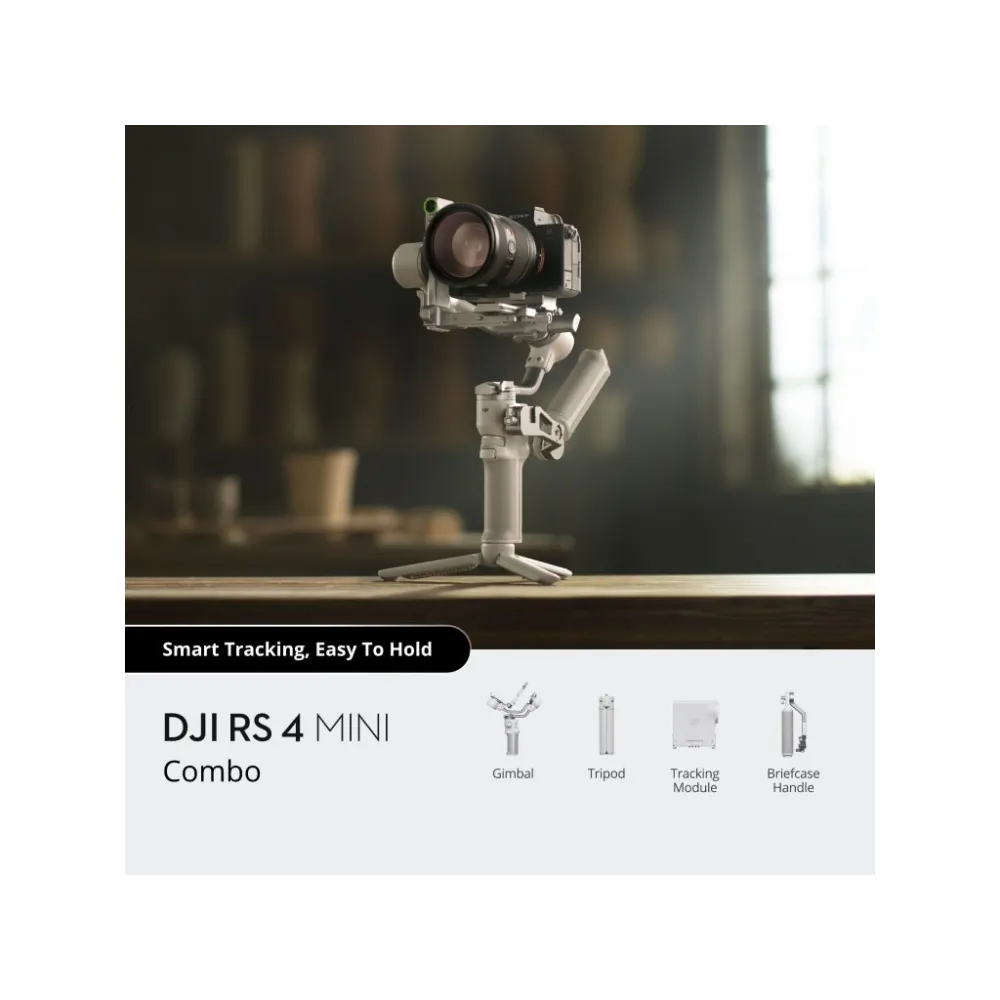 DJI RS 4 Mini Combo Gimbal - Compact & Lightweight, RS Intelligent Tracking Module, Briefcase Handle