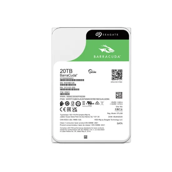 SEAGATE BarraCuda 20TB, ST20000DM001, 3.5 , SATAIII, 7200 RPM, 512MB cache, 6Gb/s