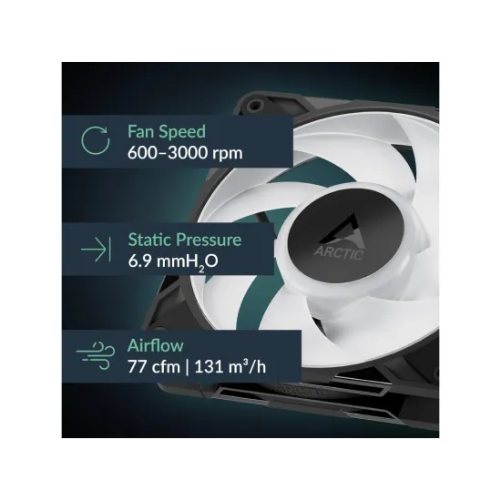 ARCTIC P12 Pro A-RGB 120 mm A-RGB PWM Fan with Cable Splitter 600-3000 RPM