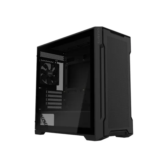 GIGABYTE C102G Mid Tower Case, Pre-installed two 120mm fans, USB 3.0 x2, Tempered Glass, Black