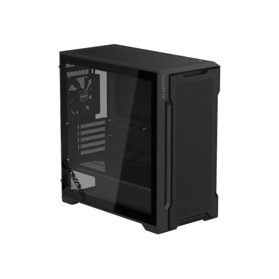 GIGABYTE C102G Mid Tower Case, Pre-installed two 120mm fans, USB 3.0 x2, Tempered Glass, Black