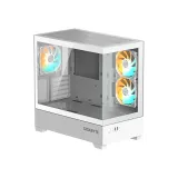 GIGABYTE C201 Panoramic ICE Mid Tower PC Case(mini-ITX/m-ATX), Pre-installed 3 ARGB fans,USB*2,White