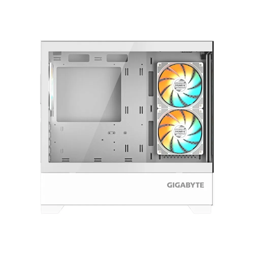 GIGABYTE C201 Panoramic ICE Mid Tower PC Case(mini-ITX/m-ATX), Pre-installed 3 ARGB fans,USB*2,White