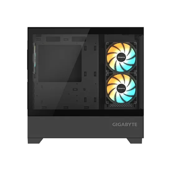GIGABYTE C201 Panoramic Mid Tower PC Case(mini-ITX/m-ATX), Pre-installed 3 ARGB fans, USB*2, Black