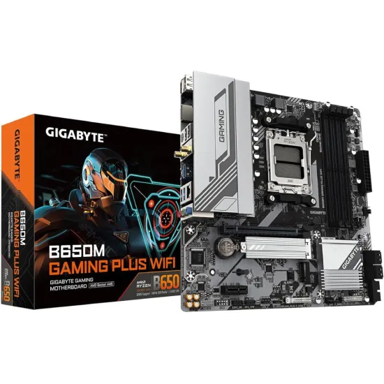 GIGABYTE AMD Ryzen MB B650M GAMING PLUS WIFI,4*DDR5 8000MHz,PCIe 4.0, AM5, WIFI6E, 2.5GbE, DP/HDMI