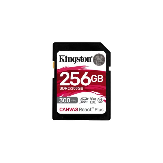 KINGSTON Canvas React Plus SD Card 256GB, Class 10, UHS-II, U3, V90, 300MB/s R, 260MB/s W, 8K/3D/VR