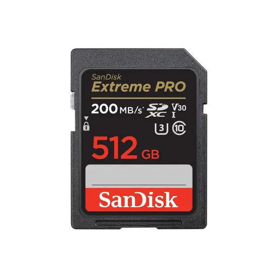 SanDisk Extreme PRO 512GB SDXC Card, up to Read/Write(MB/s): 200/140, UHS-I, Class 10, U3, V30