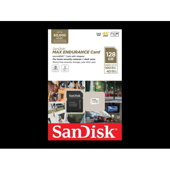 SanDisk MAX ENDURANCE 128GB microSDXC + SD Adapter, 60.000 Hours