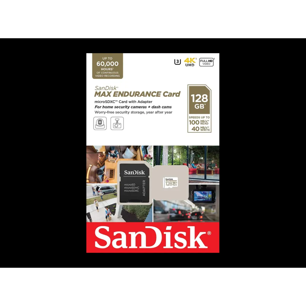 SanDisk MAX ENDURANCE 128GB microSDXC + SD Adapter, 60.000 Hours