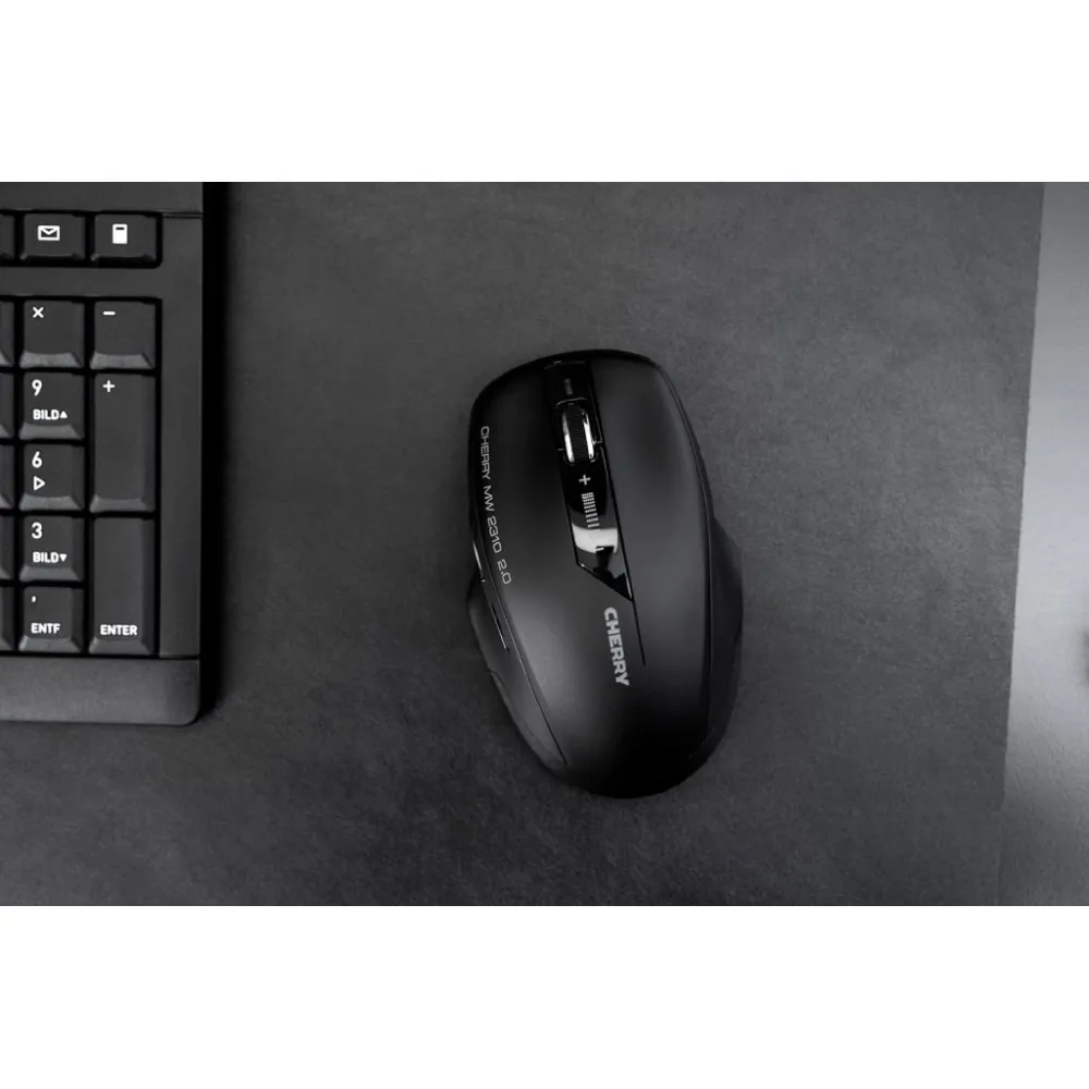 CHERRY MW 2310 USB Wireless Optical Mouse, 6 Button, 1000/1600/2400 DPI, Black, 2 x AA