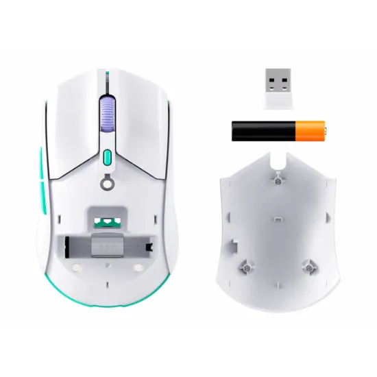 HyperX Pulsefire Haste 2 Core Wireless/100hr/White/AAA/300 IPS/Up to 12000 DPI/Low-friction skates