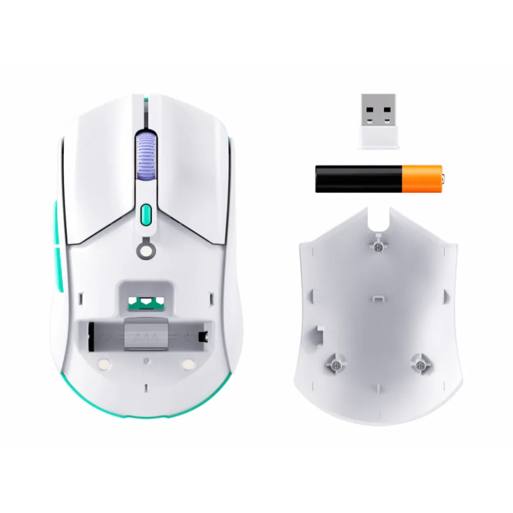 HyperX Pulsefire Haste 2 Core Wireless/100hr/White/AAA/300 IPS/Up to 12000 DPI/Low-friction skates