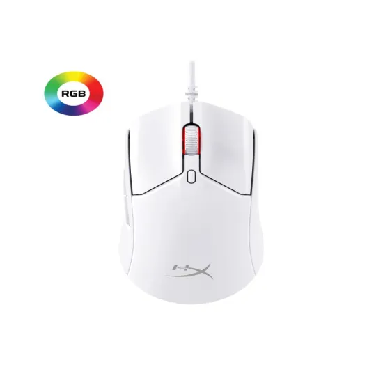 HyperX Pulsefire Haste 2 Wired Gaming Mouse/650 IPS/Up to 26000 DPI/RGB/White/Low-friction skates