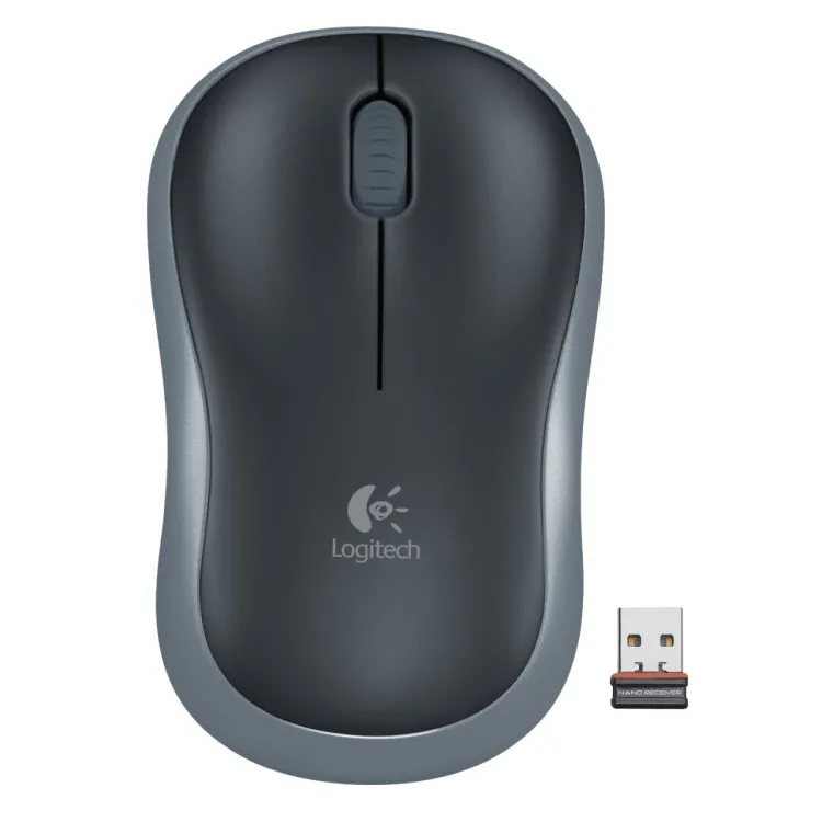 LOGITECH M185 Compact Wireless Mouse, 2.4 Ghz, 1000 dpi, 1 x AA Battery, 10 m, Grey