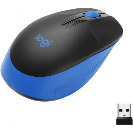 LOGITECH M190 Blue Wireless Mouse, Full Size Curve Design, 18-month battery life (AA battery)