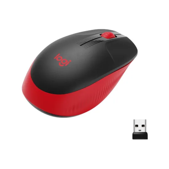 LOGITECH M190 Red Wireless Mouse, Full Size Curve Design, 18-month battery life (AA battery)