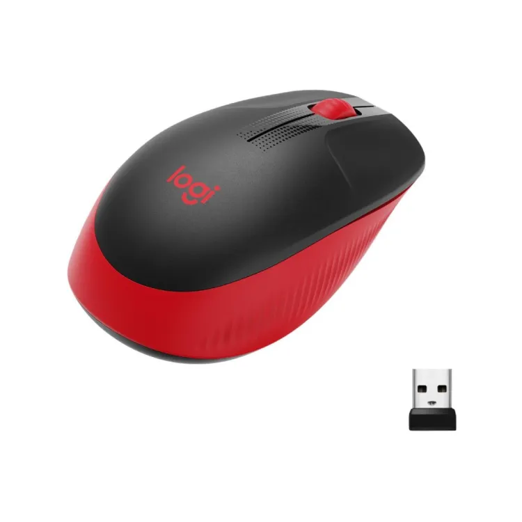 LOGITECH M190 Red Wireless Mouse, Full Size Curve Design, 18-month battery life (AA battery)