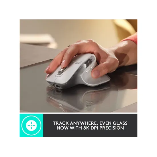 LOGITECH MX MASTER 3S Wireless Mouse,200-8000 DPI,7 buttons, 141 g,Rechargeable Li-Po battery,White