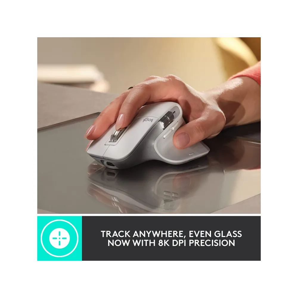 LOGITECH MX MASTER 3S Wireless Mouse,200-8000 DPI,7 buttons, 141 g,Rechargeable Li-Po battery,White