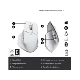 LOGITECH MX MASTER 3S Wireless Mouse,200-8000 DPI,7 buttons, 141 g,Rechargeable Li-Po battery,White