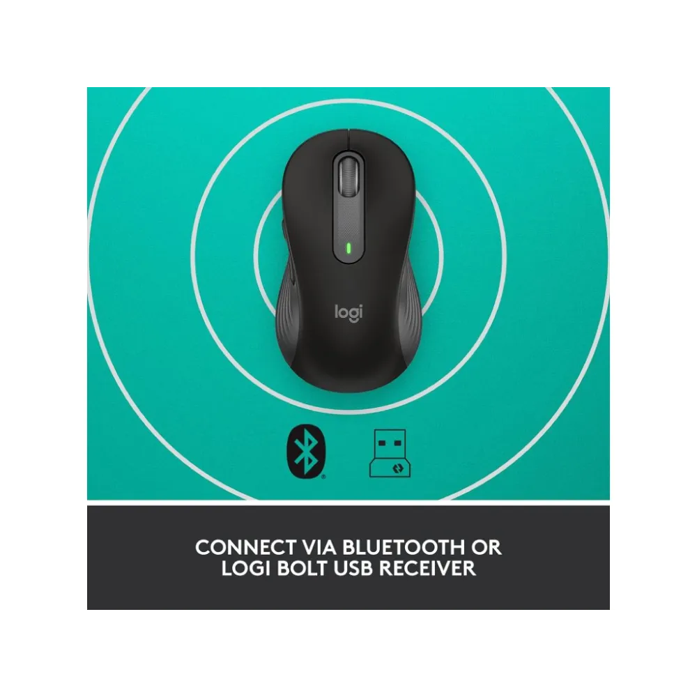 LOGITECH Signature M650 Wireless Bluetooth Mouse, 4000 dpi, 10 m wireless range, Graphite