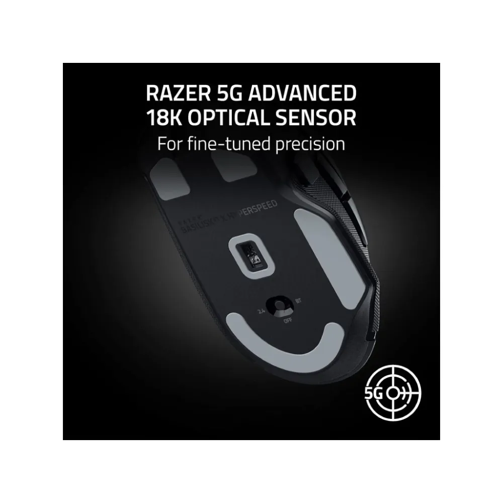 RAZER Basilisk V3 X HyperSpeed Wireless Gaming Mouse, 18000 DPI, 9 Programmable Controls