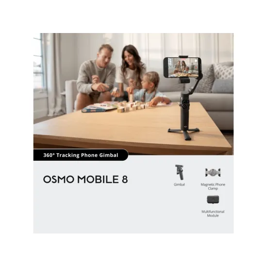 DJI OSMO MOBILE 8 Intelligent Tracking Phone Gimbal, Built-in Extension Rod & Tripod