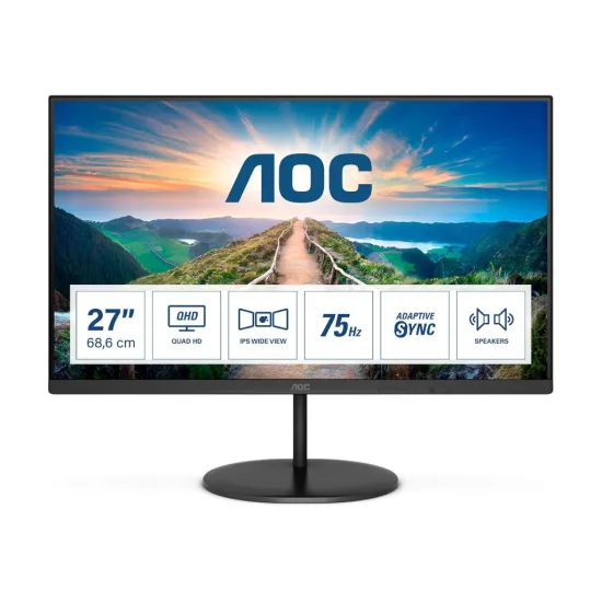 AOC IPS Monitor Q27V4EA, 27 , QHD 2560x1440, 75Hz, 4 ms, 1000:1, DP/HDMI, VESA 100 x 100, 2W x 2