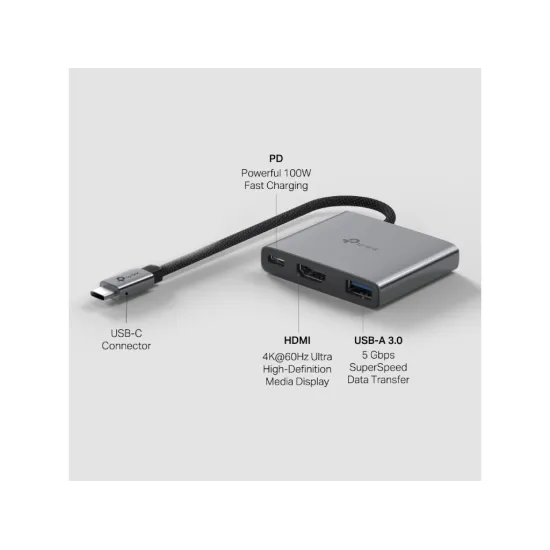 TP-LINK UH3020C USB Type-C 3 in 1 Hub 100W Power Delivery, HDMI 4K@60Hz, USB 3.0