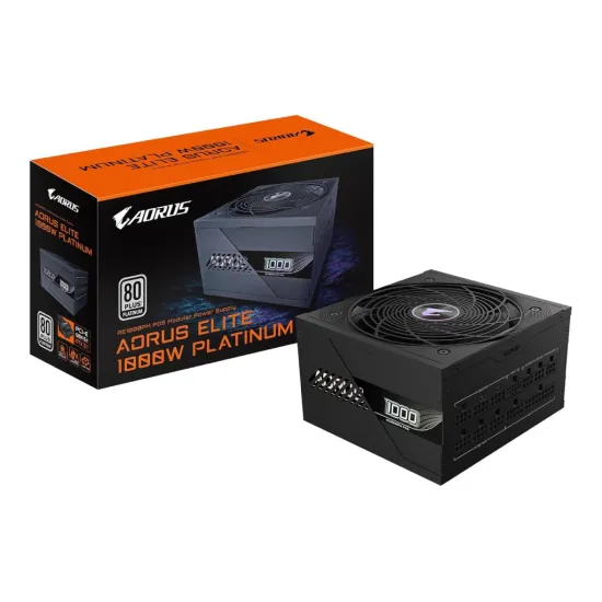 GIGABYTE AORUS ELITE P1000, 1000W, 80+ Platinum, Modular, 120mm FDB Fan, ATX 3.0, PCIe Gen 5.0