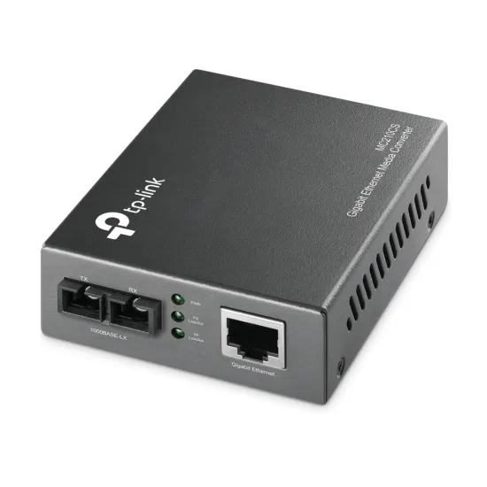 TP-LINK MC210CS 1000Mbps RJ45 to 1000Mbps single-mode SC fiber Converter, Full-duplex, up to 15Km