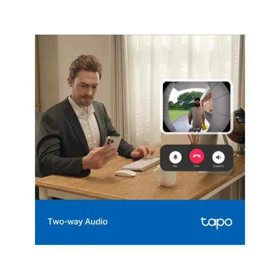TP-LINK TAPO D205 Smart Video Doorbell Mini 2K Live View, Ultra-Wide 160 FOV, Built-in Battery, IP54