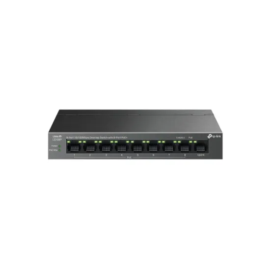 TP-LINK LS109P 9-Port 10/100Mbps Desktop Switch with 8-Port PoE+, 63 W PoE Budget, Up to 250 m