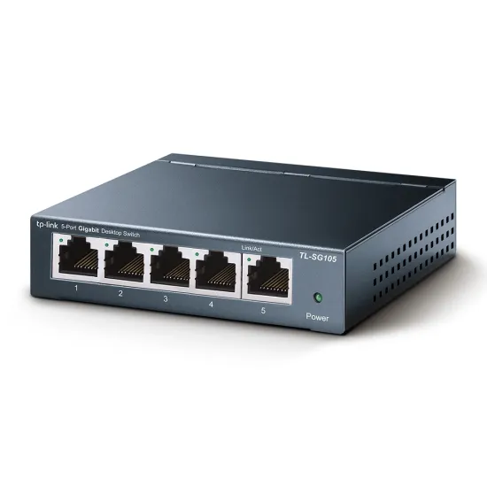 TP-LINK TL-SG105 5-Port Gigabit 10/100/1000Mbps Desktop Switch, Durable Metal Casing