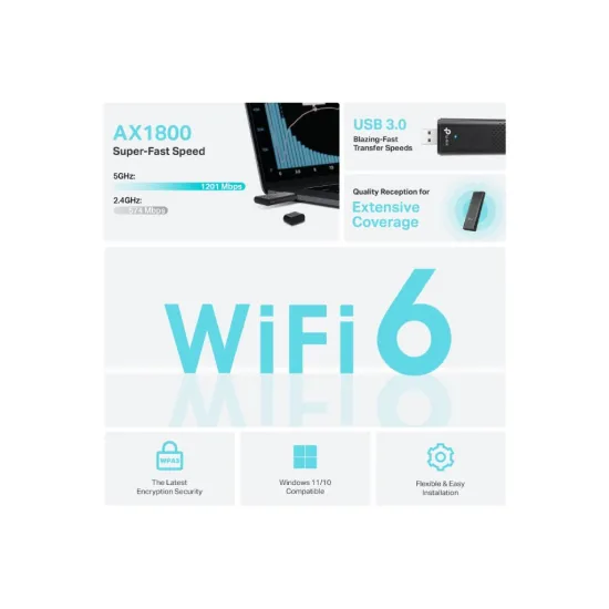 TP-LINK ARCHER TX20U AX1800 Dual Antennas High Gain Wireless USB Adapter WiFi 6
